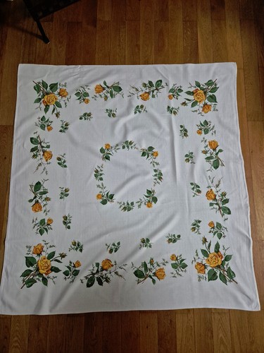 Tischdecke weiß rosen orange - weiß,